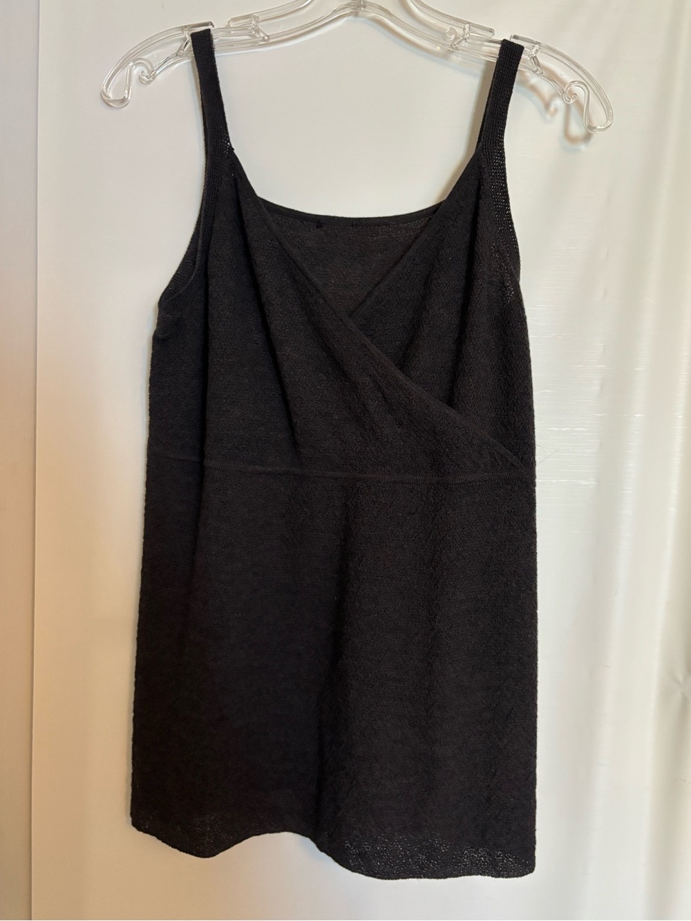Eileen Fisher Charcoal Sleeveless V-Neck Knit Tank Top